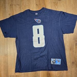 Marcus Mariota Titans T Shirt Mens XL Blue Majestic #8 NFL Football Fan Tee